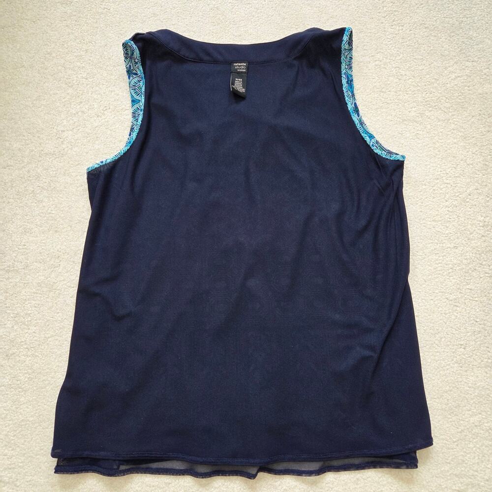 Rafaella Studio 1X Pullover Sleeveless Tunic Scoop Neck Pintuck Lined Top Blue - Picture 9 of 14